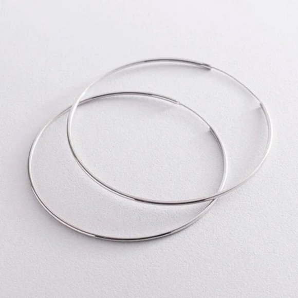 Silver HOOP Earrings 80mm, Large Sterling 925 Lightweight Hoops, Hypo Allergenic - Picture 4 of 5